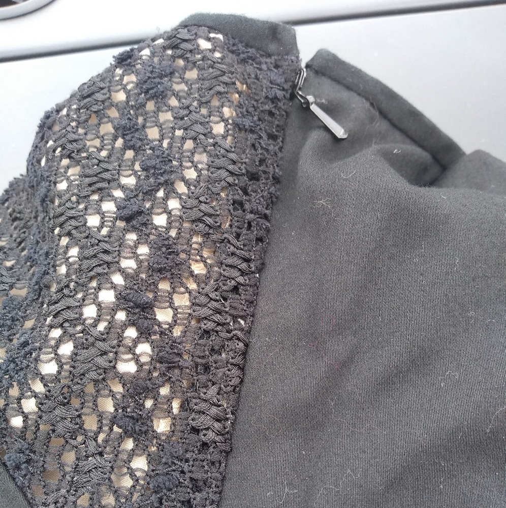 Nine West Black & White Sleeveless Dress, Size 12, Flared Skirt, Lace Ov… - Picture 5 of 12